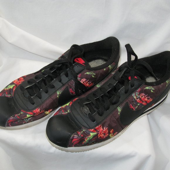 Nike Cortez Retro Sneakers - Leather and Nylon Floral - Men's Size 13 - Picture 2 of 6